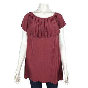 Forever 21 Ruffle Top Tunic Medium Pink Shirt